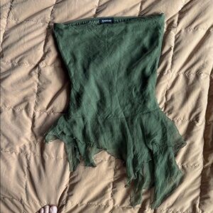 Bebe Olive Strapless Asymmetrical Top